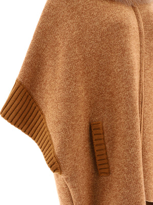 GIOVI Women's Beige Wool Blend Cape for FW23