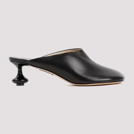 LOEWE Elegant Mini Flat Sandals in Black - 100% Brushed Goat Leather