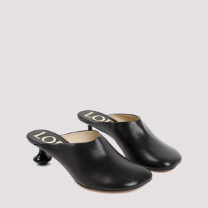 LOEWE Elegant Mini Flat Sandals in Black - 100% Brushed Goat Leather