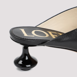 LOEWE Elegant Mini Flat Sandals in Black - 100% Brushed Goat Leather