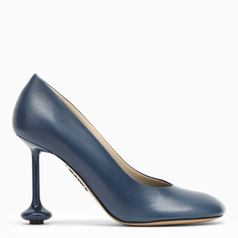 Blue Denim Leather Décolleté Pumps for Women FW23