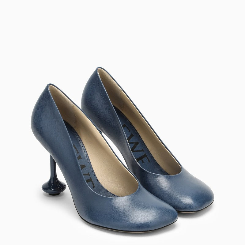 Blue Denim Leather Décolleté Pumps for Women FW23