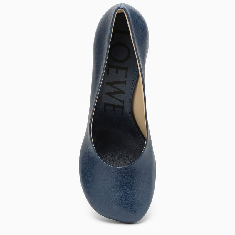 Blue Denim Leather Décolleté Pumps for Women FW23