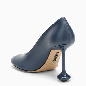 Blue Denim Leather Décolleté Pumps for Women FW23