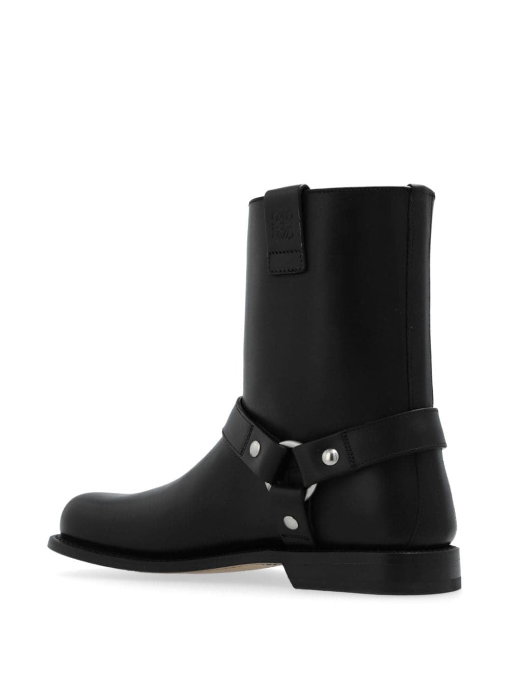 LOEWE Elegant Calf Leather Biker Boots - Black