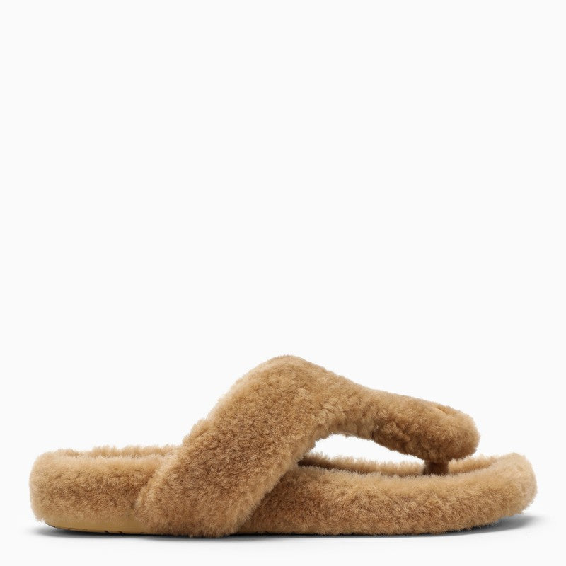 LOEWE Cozy Chic Beige Shearling Sandal for Women - FW23 Collection