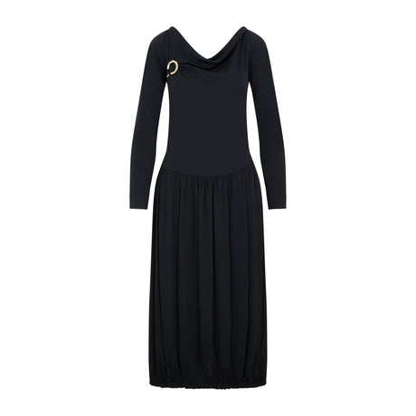 LANVIN Elegant Midi Dress with Unique Asymmetric Silhouette