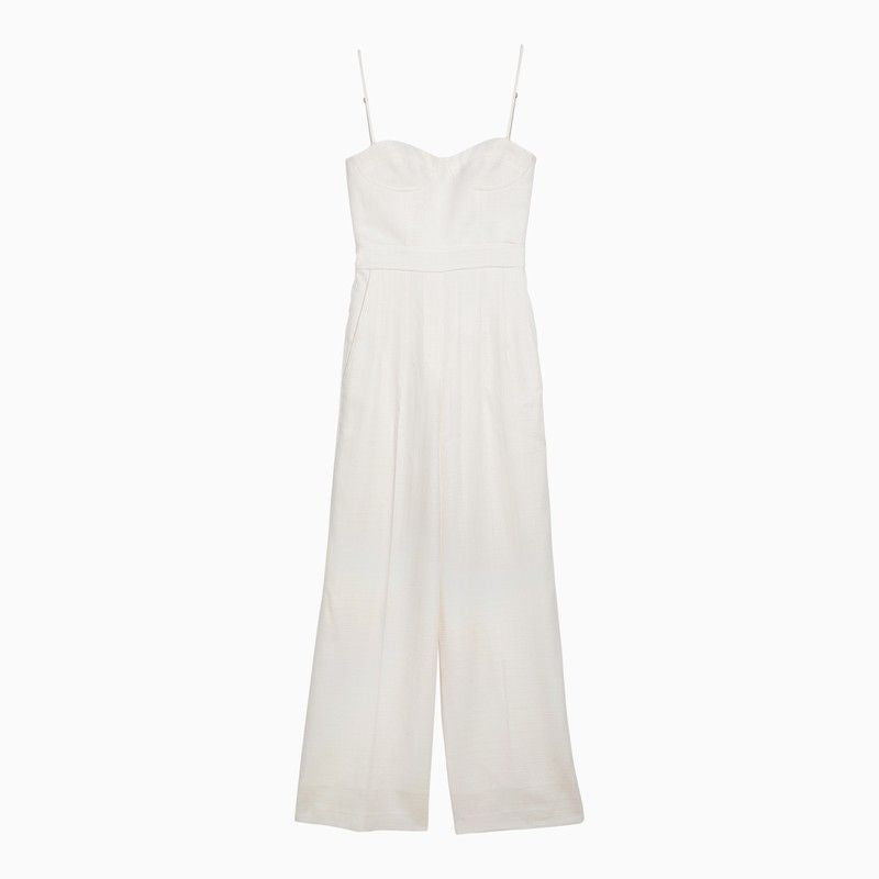 MARGAUX LONNBERG White Wool-Blend Jumpsuit with Cut-Out Chest for Women