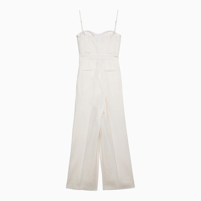 MARGAUX LONNBERG White Wool-Blend Jumpsuit with Cut-Out Chest for Women