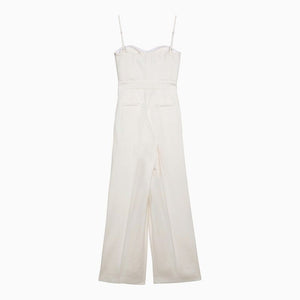 MARGAUX LONNBERG White Wool-Blend Jumpsuit with Cut-Out Chest for Women