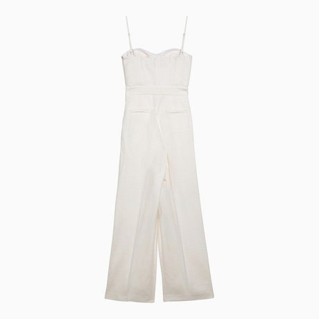 MARGAUX LONNBERG White Wool-Blend Jumpsuit with Cut-Out Chest for Women