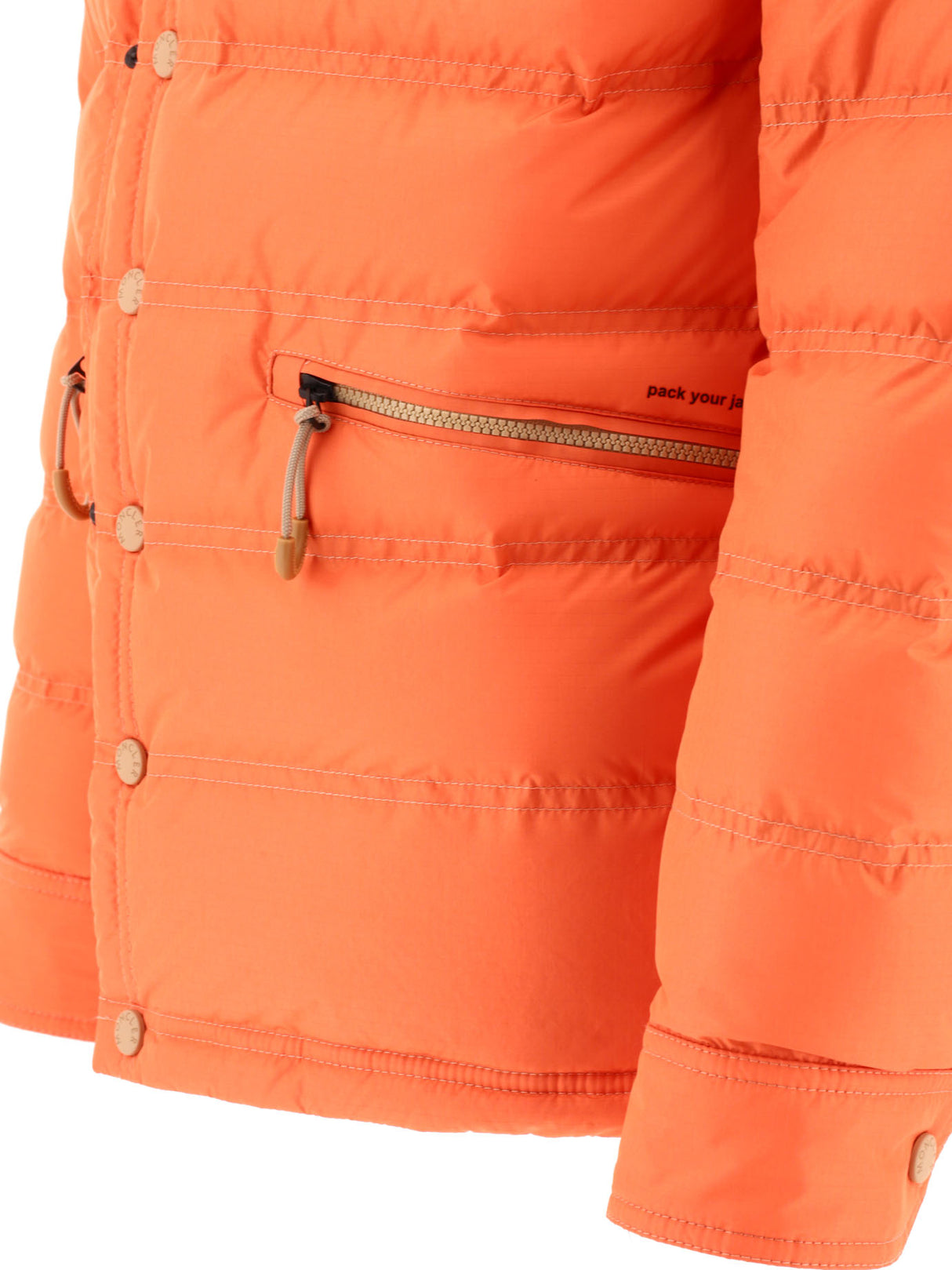 MONCLER GRENOBLE Men's Orange Down Jacket: Regular Fit with Logo Patch