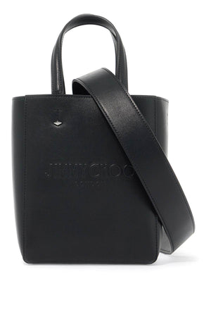 JIMMY CHOO Smooth Leather North/South Tote with Embossed Logo and Stud Accents