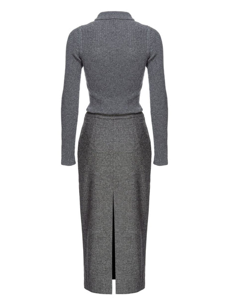 PINKO Ribbed Knit Dress with Zip Front and Pockets