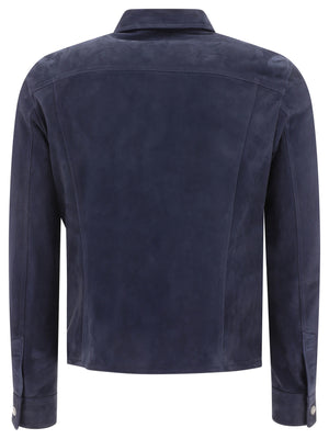 TOM FORD Men's Blue Suede Jacket for SS24