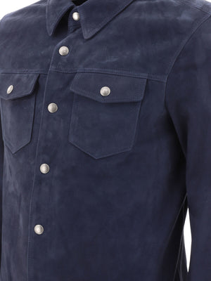 TOM FORD Men's Blue Suede Jacket for SS24