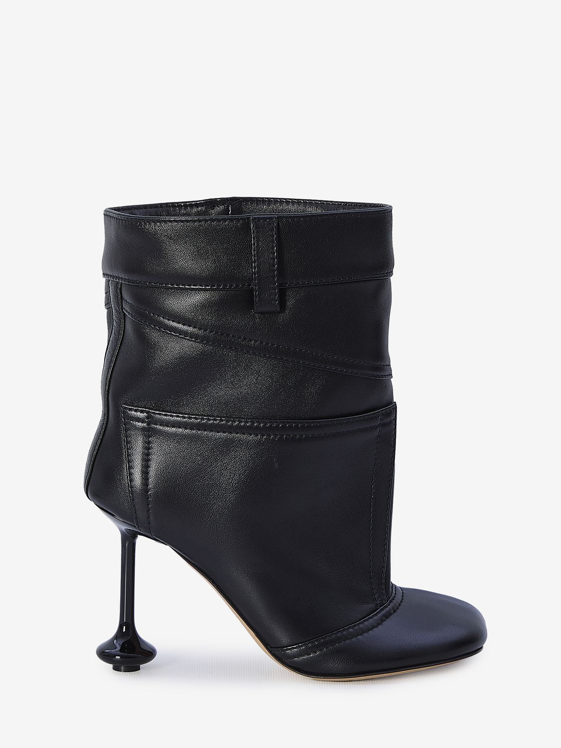 LOEWE Glossy Lambskin Mini Heel Ankle Boots