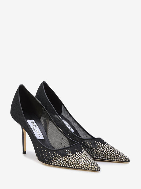 JIMMY CHOO Black Mesh Dégradé Crystal Pumps for Women with 8.5cm Heel Height | SS24 Collection