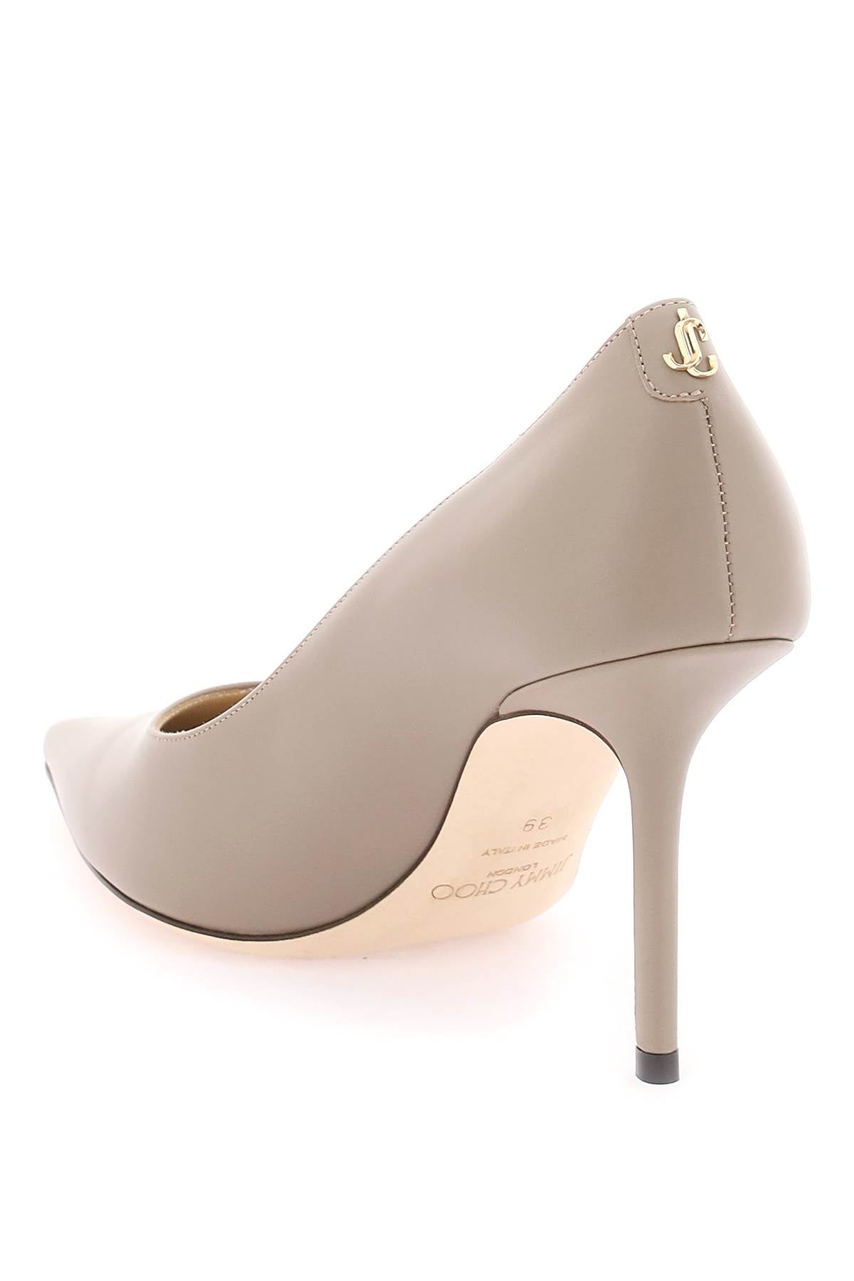 JIMMY CHOO Elegant Beige Leather Pumps with Golden Metal Logo and Leather Sole