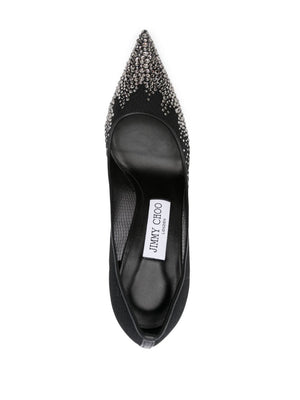 JIMMY CHOO Black Crystal Pointed Toe Pumps for Women