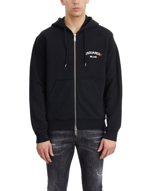 DSQUARED2 Men's Zip-Up Hoodie with Front Pocket - Size M