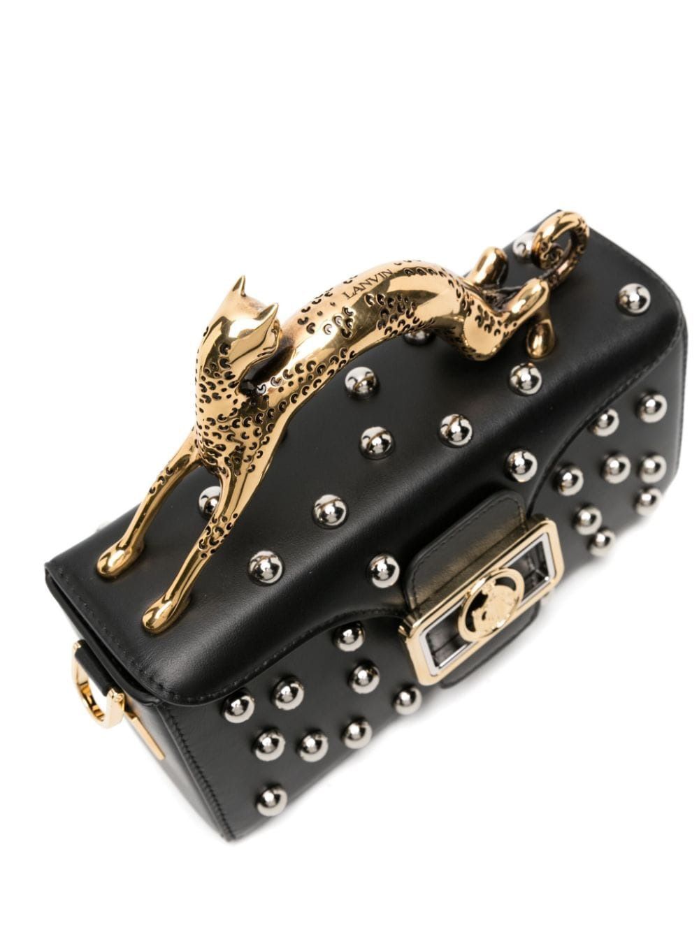 LANVIN Sleek Black Nano Top Handle Handbag for Men