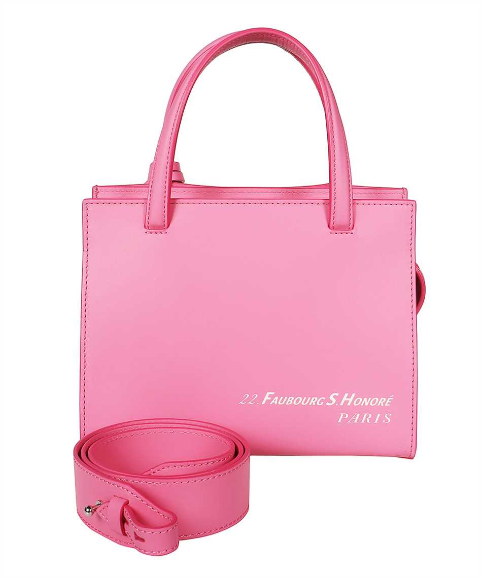 LANVIN Pink Leather Handbag with Silver-Tone Hardware and Removable Shoulder Strap