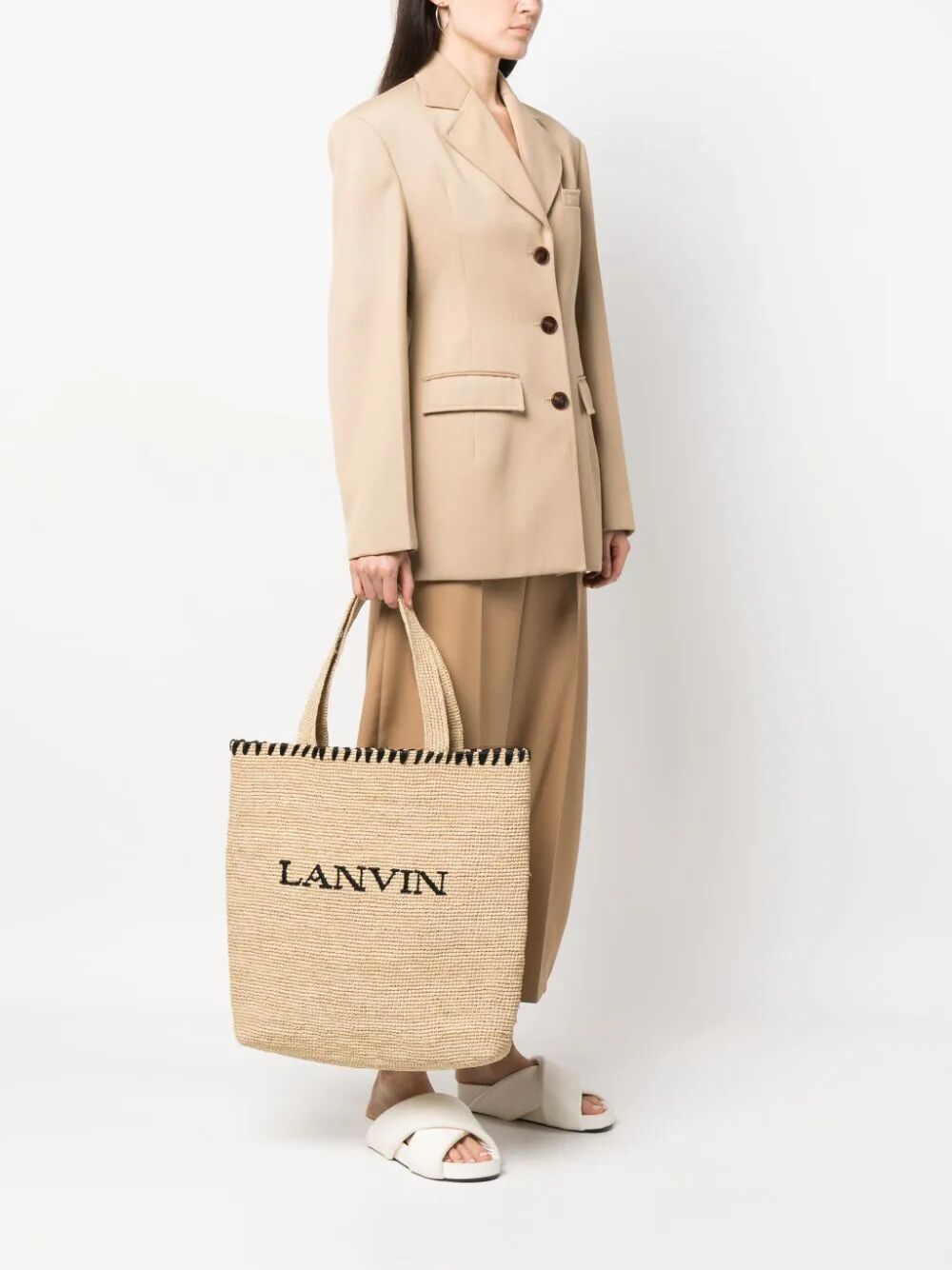 LANVIN Raffia Tote Handbag - 43CM x 43CM x 7CM