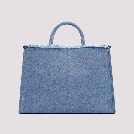 حقيبة يد كتانية بلون أزرق للنساء - مجموعة SS24