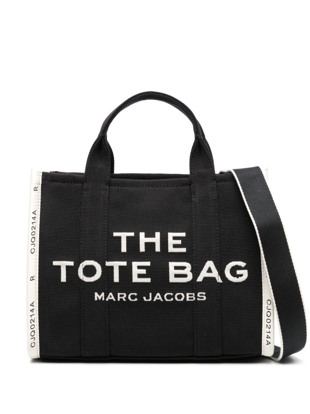 MARC JACOBS Medium Black Logo-Embellished Cotton Blend Tote Bag for Women