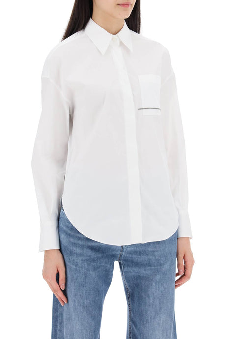 ジュエルディテール付きエレガントな白シャツ - レディースファッション SS24