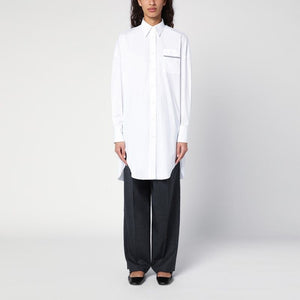 BRUNELLO CUCINELLI Elegant White Long Shirt with Shiny Pocket Detail