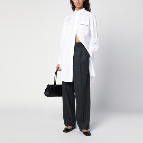 BRUNELLO CUCINELLI Elegant White Long Shirt with Shiny Pocket Detail