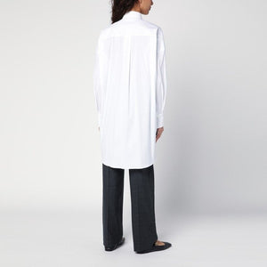 BRUNELLO CUCINELLI Elegant White Long Shirt with Shiny Pocket Detail