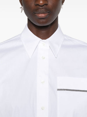 BRUNELLO CUCINELLI Elegant White Cotton Shirt with Monili Detail