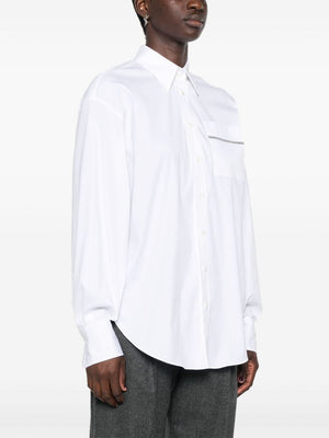 BRUNELLO CUCINELLI Elegant White Cotton Shirt with Monili Detail