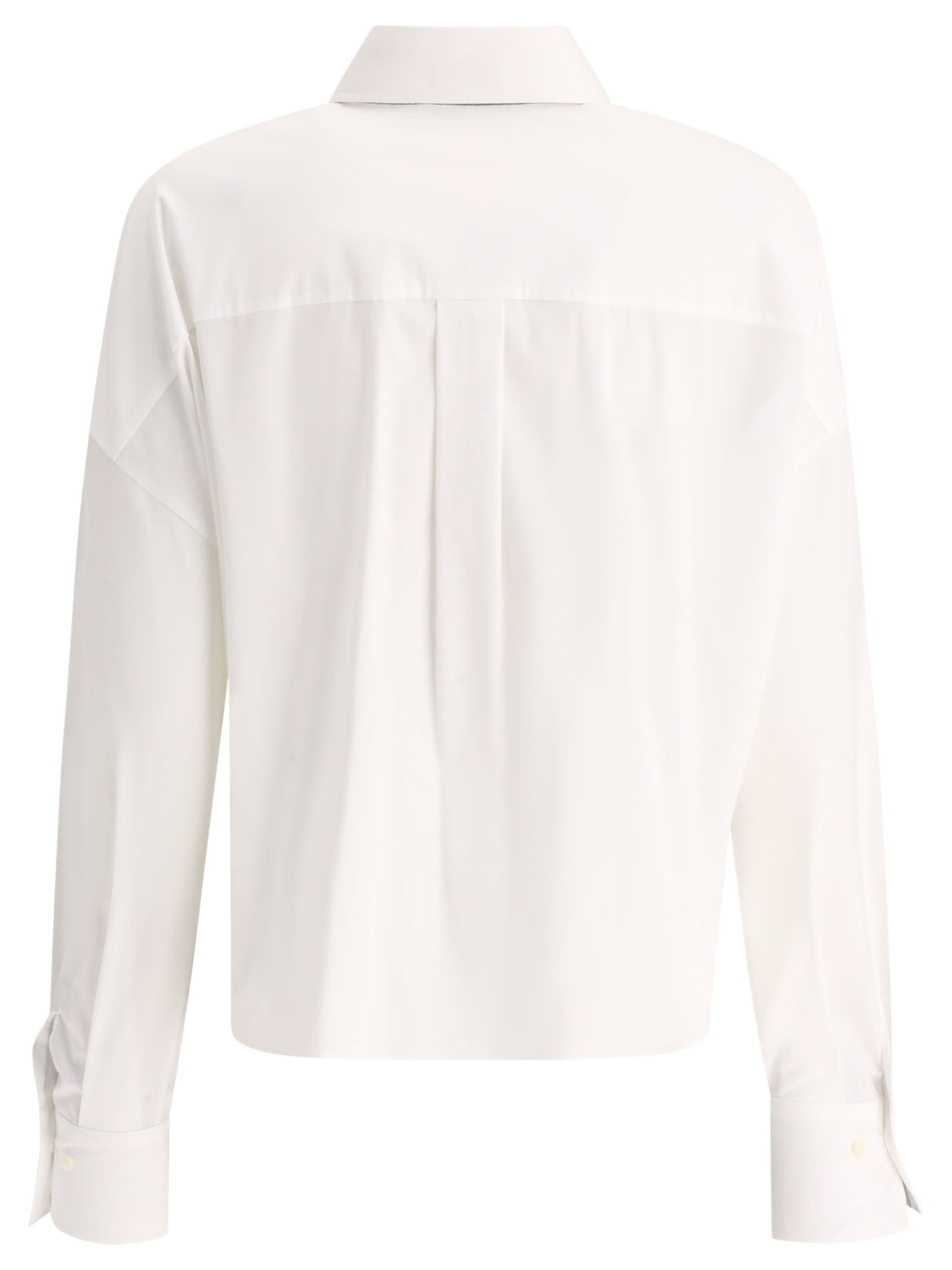 女性用帯カラーレギュラーフィットシャツ - 白