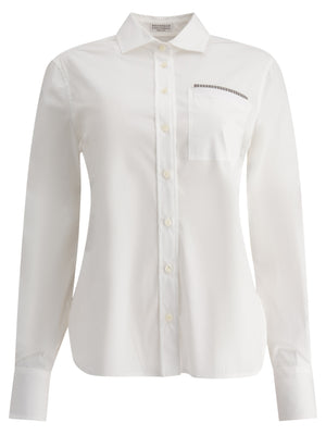 BRUNELLO CUCINELLI Elegant White Poplin Shirt - Regular Fit