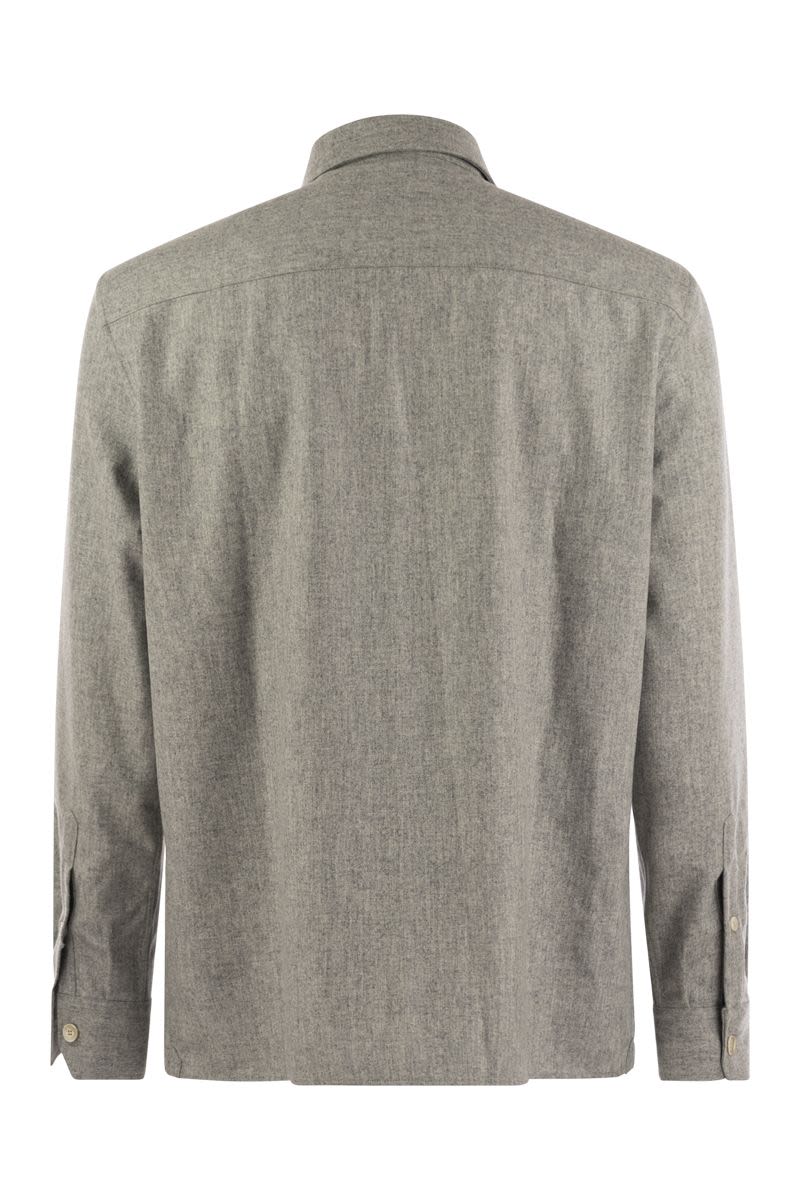 BRUNELLO CUCINELLI Elegant Light Grey Wool Shirt