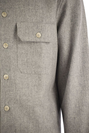 BRUNELLO CUCINELLI Elegant Light Grey Wool Shirt