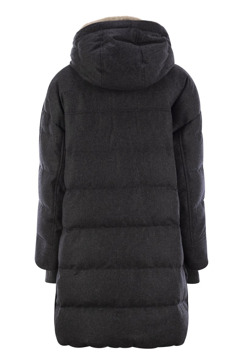 BRUNELLO CUCINELLI Pure New Wool Down Jacket with Sheepskin Hood