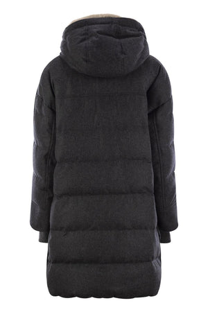 BRUNELLO CUCINELLI Pure New Wool Down Jacket with Sheepskin Hood