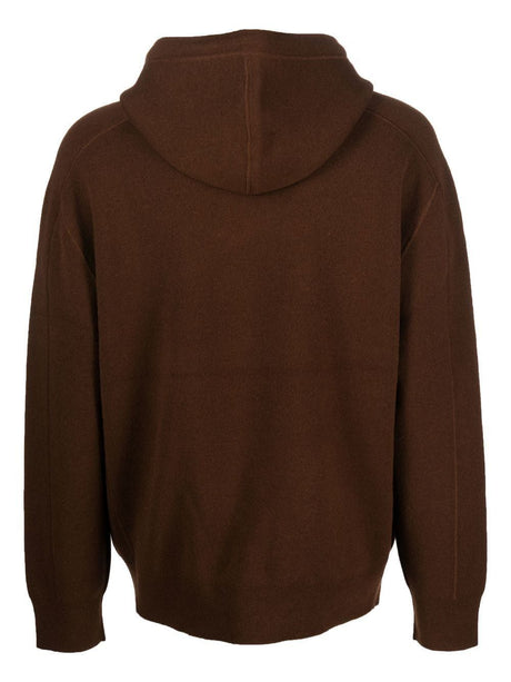 THEORY Dark Chestnut Wool and Cashmere Hoodie for Men - FW22