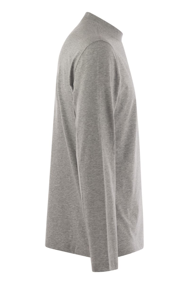 BRUNELLO CUCINELLI Chimney Neck Cotton Long-Sleeve Tee