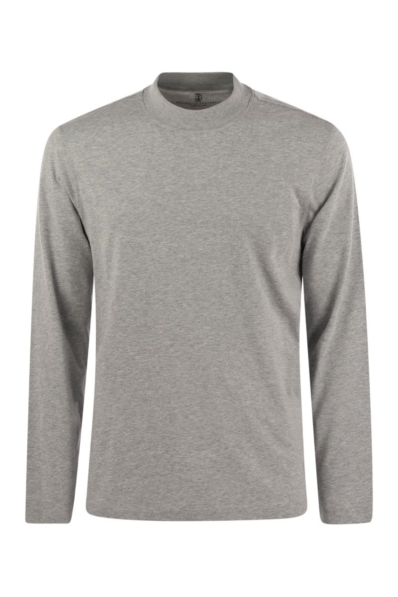 BRUNELLO CUCINELLI Chimney Neck Cotton Long-Sleeve Tee