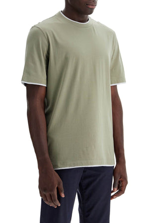 BRUNELLO CUCINELLI Layered-Effect Cotton T-Shirt for Men in Blue for SS24