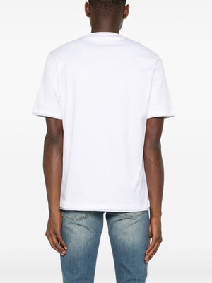 BRUNELLO CUCINELLI Embroidered White Cotton Crew Neck T-Shirt