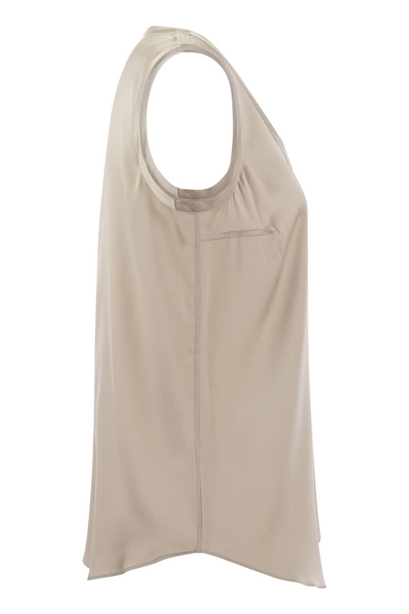 BRUNELLO CUCINELLI Lustrous Rounded Silk Satin Top for Women