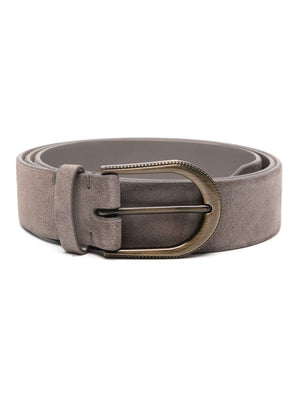 BRUNELLO CUCINELLI Elegant Grey Suede Leather Belt