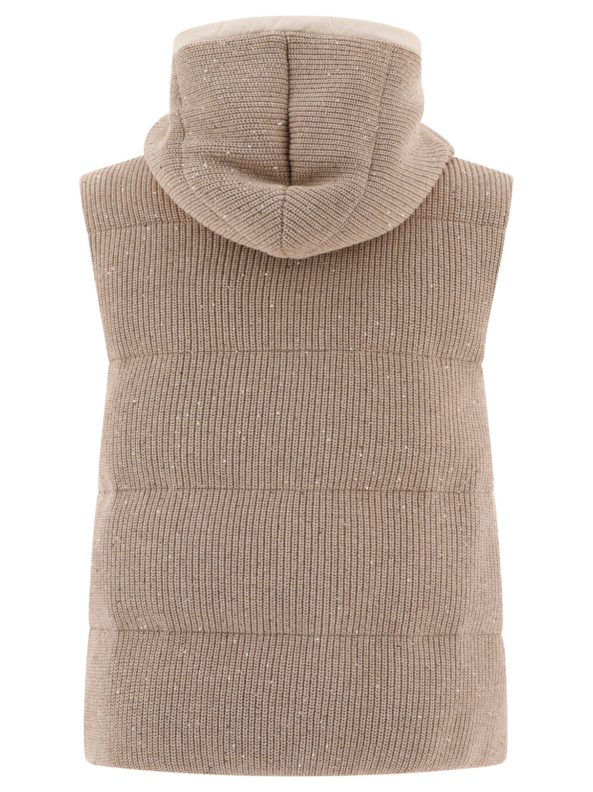 BRUNELLO CUCINELLI Dazzling Tan Rib Knit Down Vest for Women - SS24